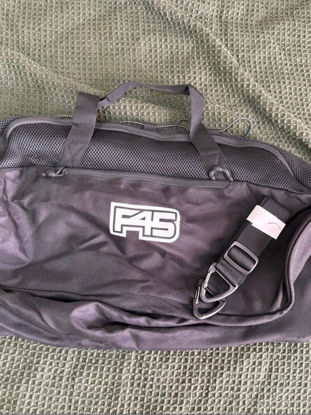 Black F45 Duffel Bag with Shoulder Strap